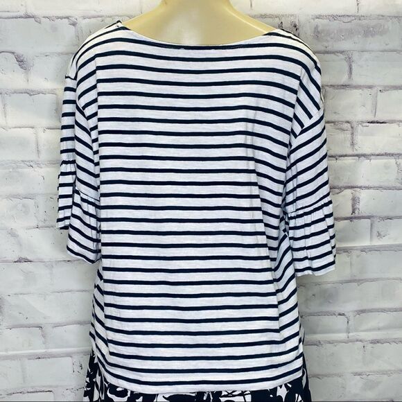 Zara Striped Ruffle Sleeve Crop Top size Large - Picture 5 of 6